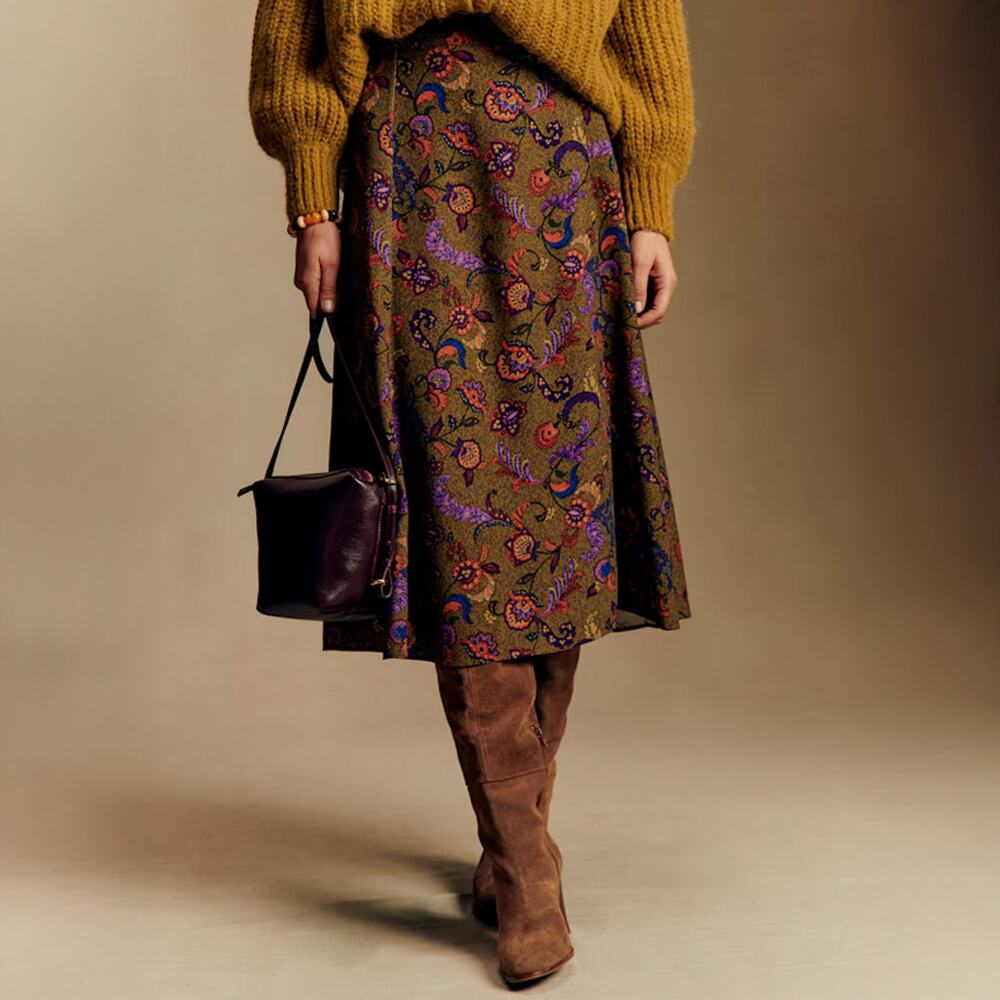 Sezane Tan Skirt in Dana Print Size EU 38